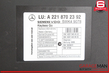 07-10 Mercedes W216 CL550 S400 Keyless Go Control Module Unit 2218702392 OEM