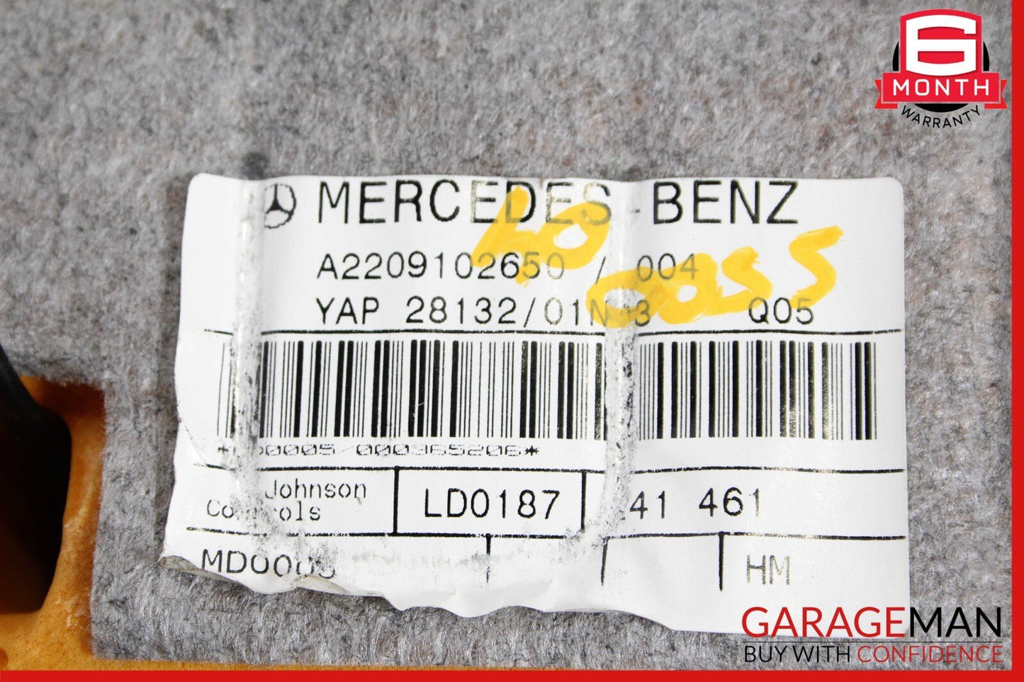03-06 Mercedes W220 S500 S65 AMG Front Left Bottom Lower Seat Cushion Black OEM