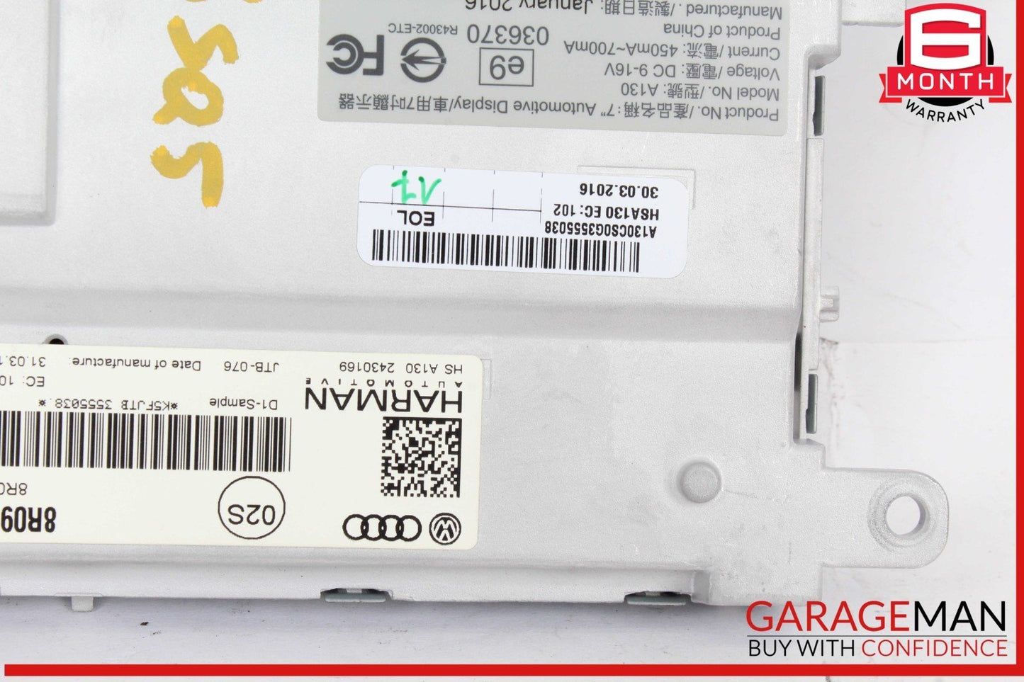 14-16 Audi SQ5 Front Dash Info GPS Navigation Display Screen Monitor OEM