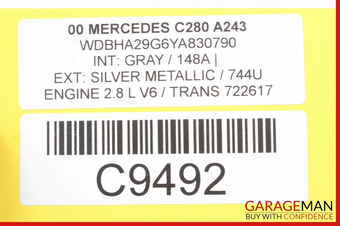 94-00 Mercedes W202 C280 Front Right Side Top Upper Seat Cushion Cover Gray OEM