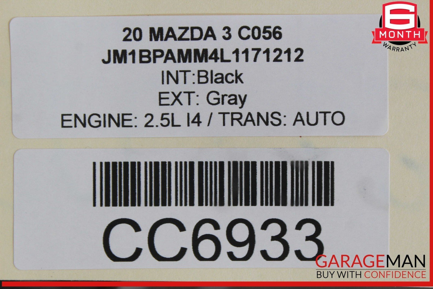 20-22 Mazda 3 Rear Left Driver Side Upper Seat Backest Cushion Black OEM