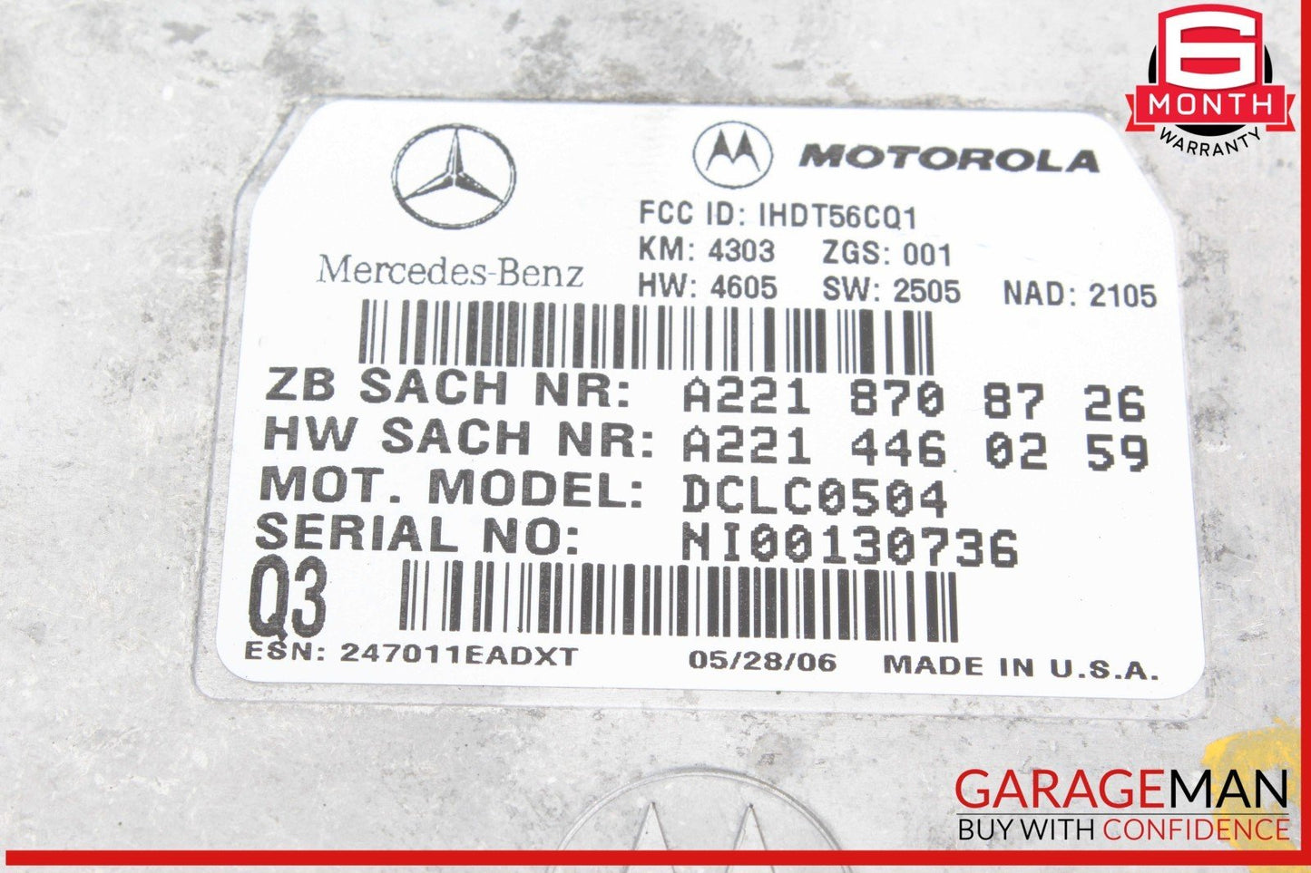 Mercedes W211 E63 AMG Voice Communication Control Module 2218708726 OEM