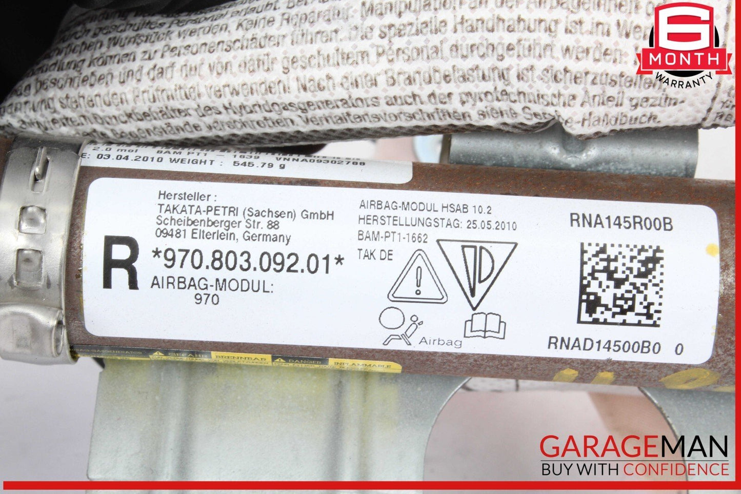 10-16 Porsche Panamera 970 Right Side Roof Curtain Airbag Air Bag 97080309201 OEM