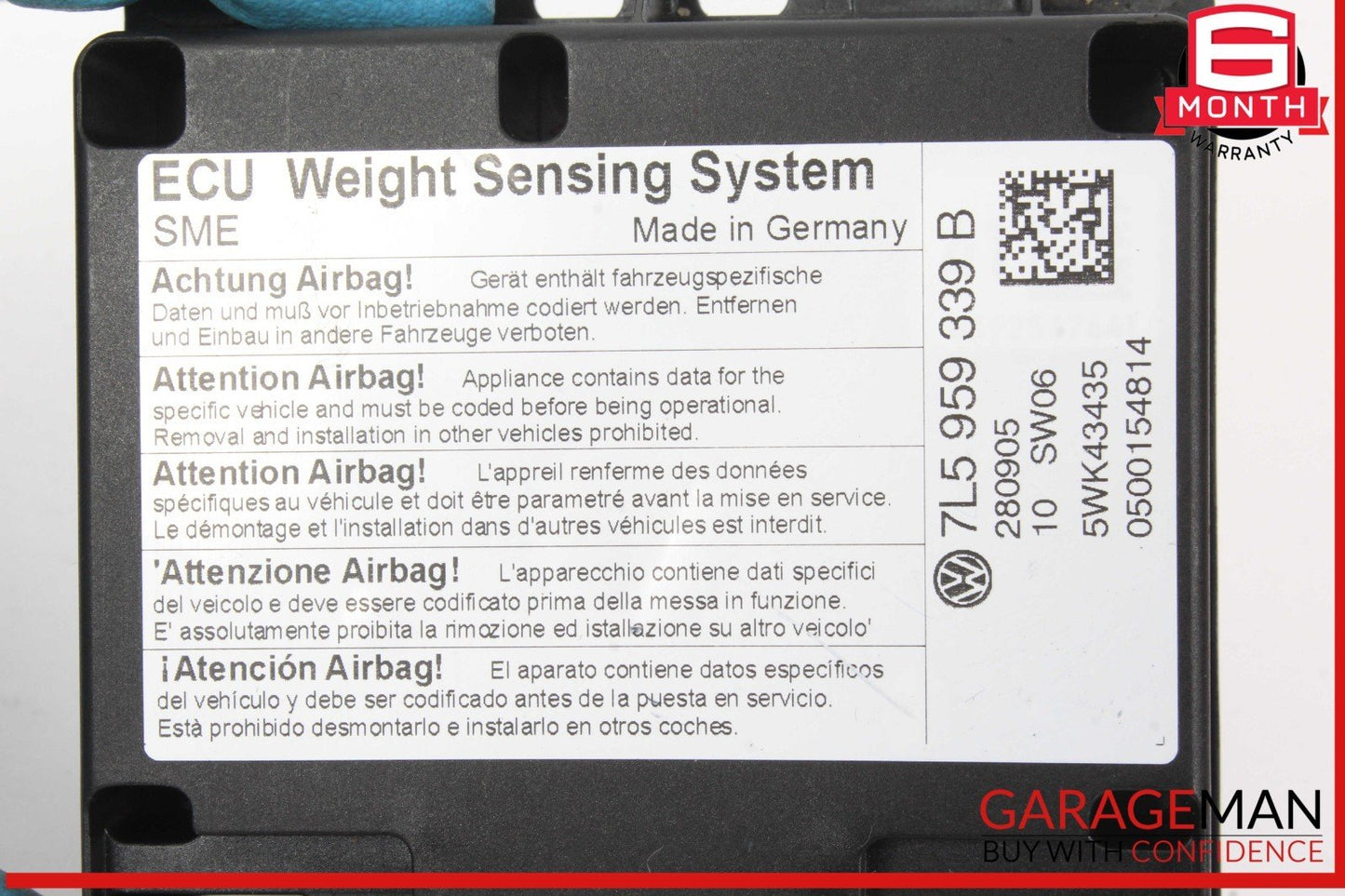 03-10 Porsche Cayenne 955 957 Weight Sensor Control Module Unit 7L5959339B OEM