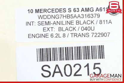 07-13 Mercedes W221 S63 Rear Recline Seat Cushion Bottom Lower Right OEM