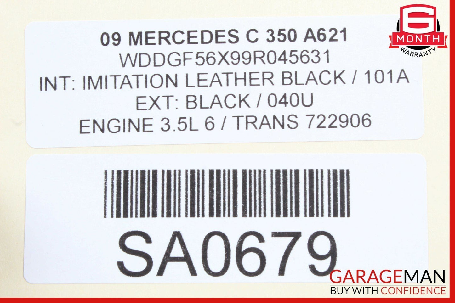 08-14 Mercedes W204 C250 C300 Front Right Side Lower Bottom Seat Cushion Black