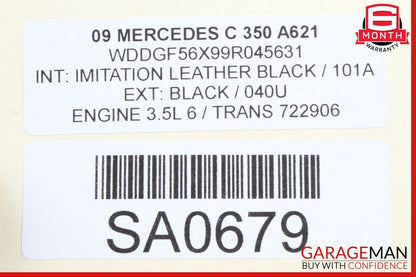 08-14 Mercedes W204 C250 C300 Front Right Side Lower Bottom Seat Cushion Black