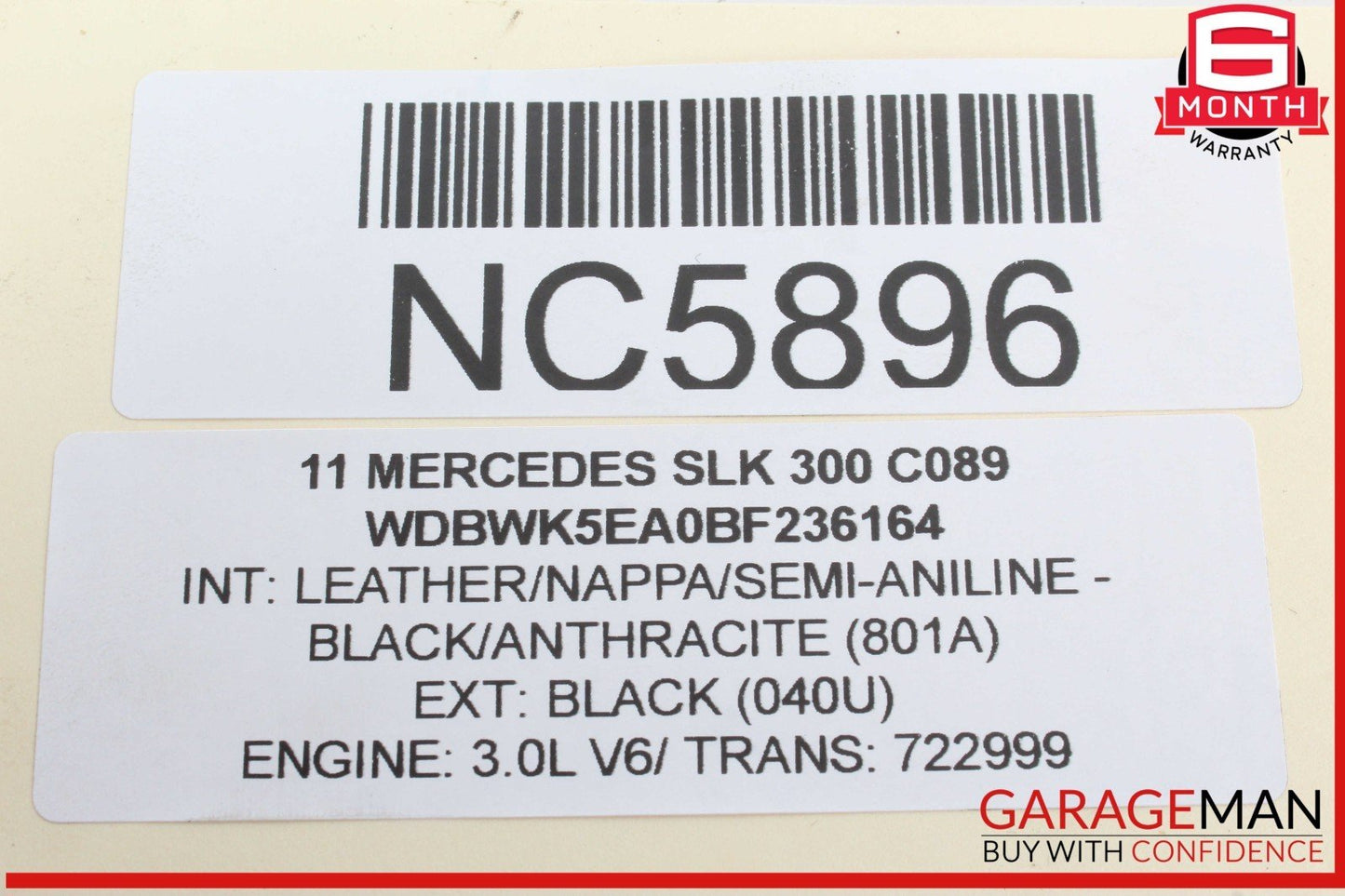 05-11 Mercedes R171 SLK300 Rear Left Convertible Roof Top Trunk Lid Cylinder OEM
