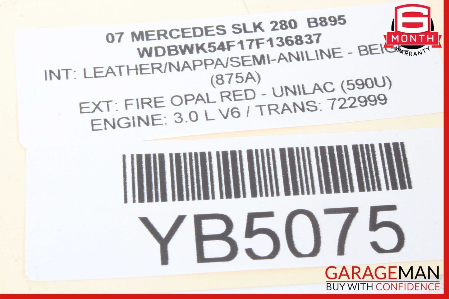 01-11 Mercedes R171 SLK280 Trunk Lid Lock Latch Handle 2037500693 OEM