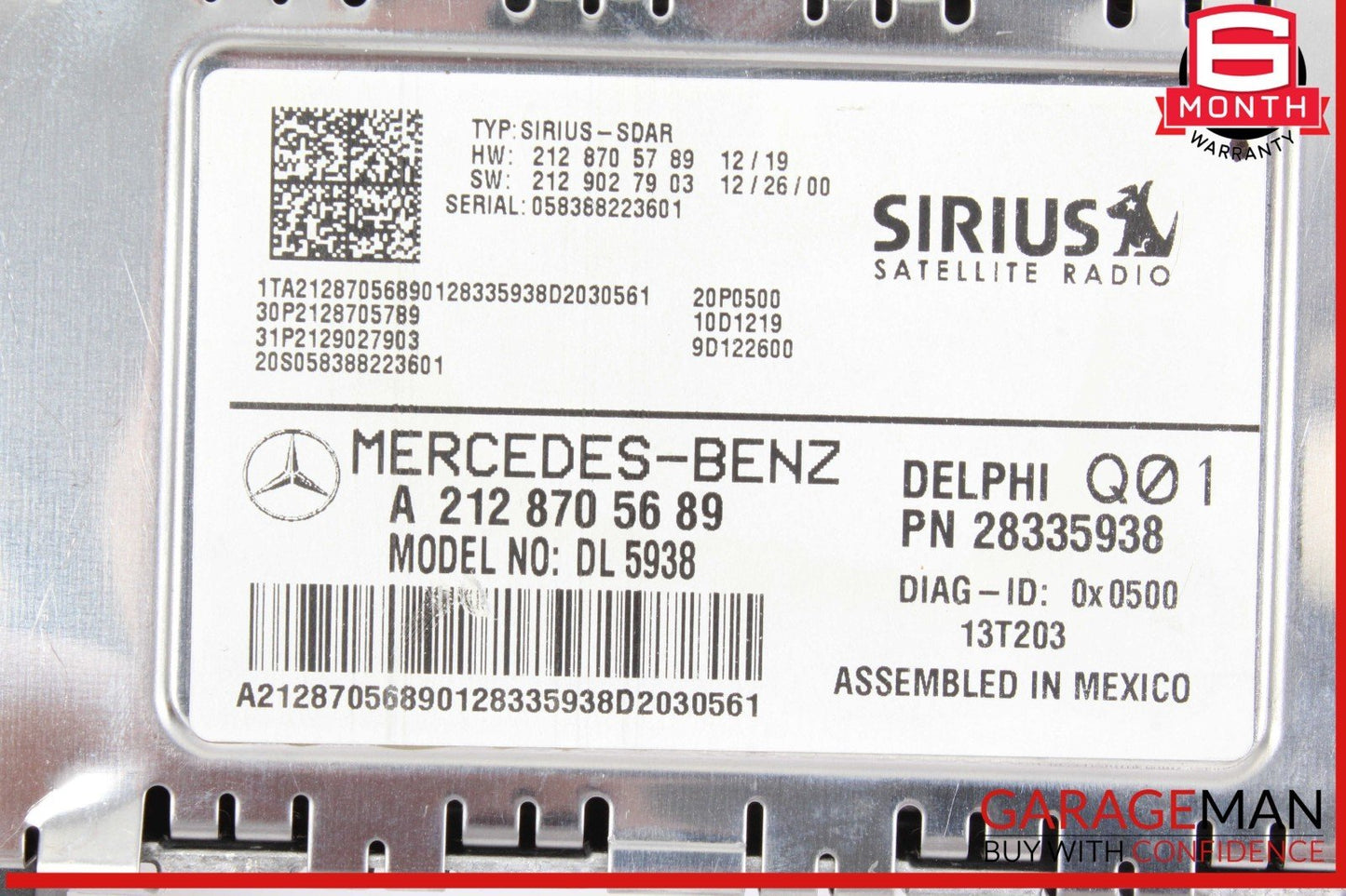 14-19 Mercedes X166 GL450 4MATIC Sirius Satellite Radio Receiver 2128705689 OEM