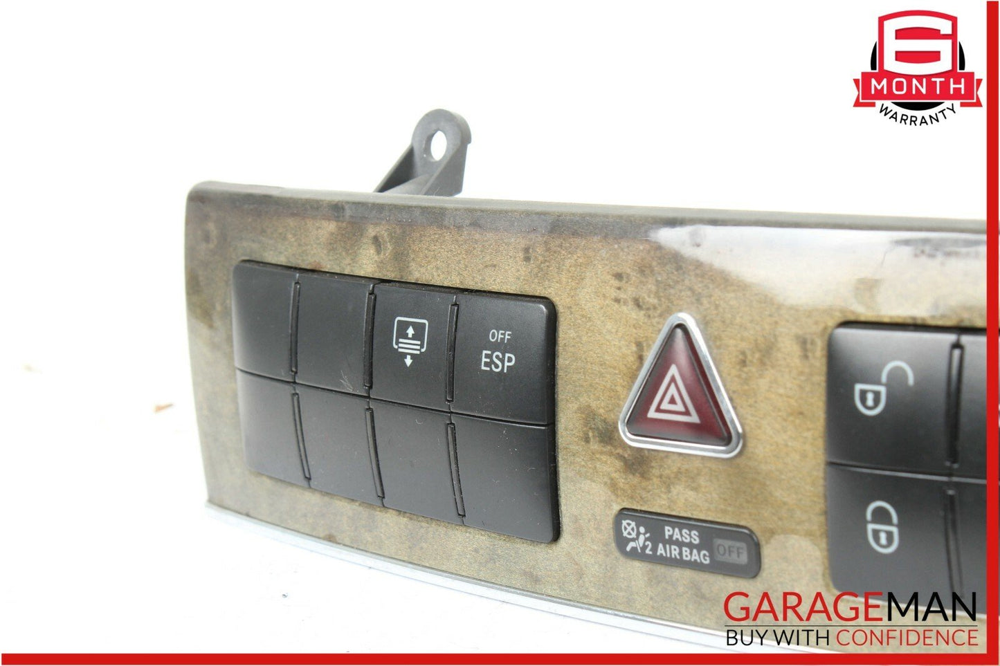 05-07 Mercedes W203 C230 Dashboard Door Lock Hazard Light Control Switch Walnut