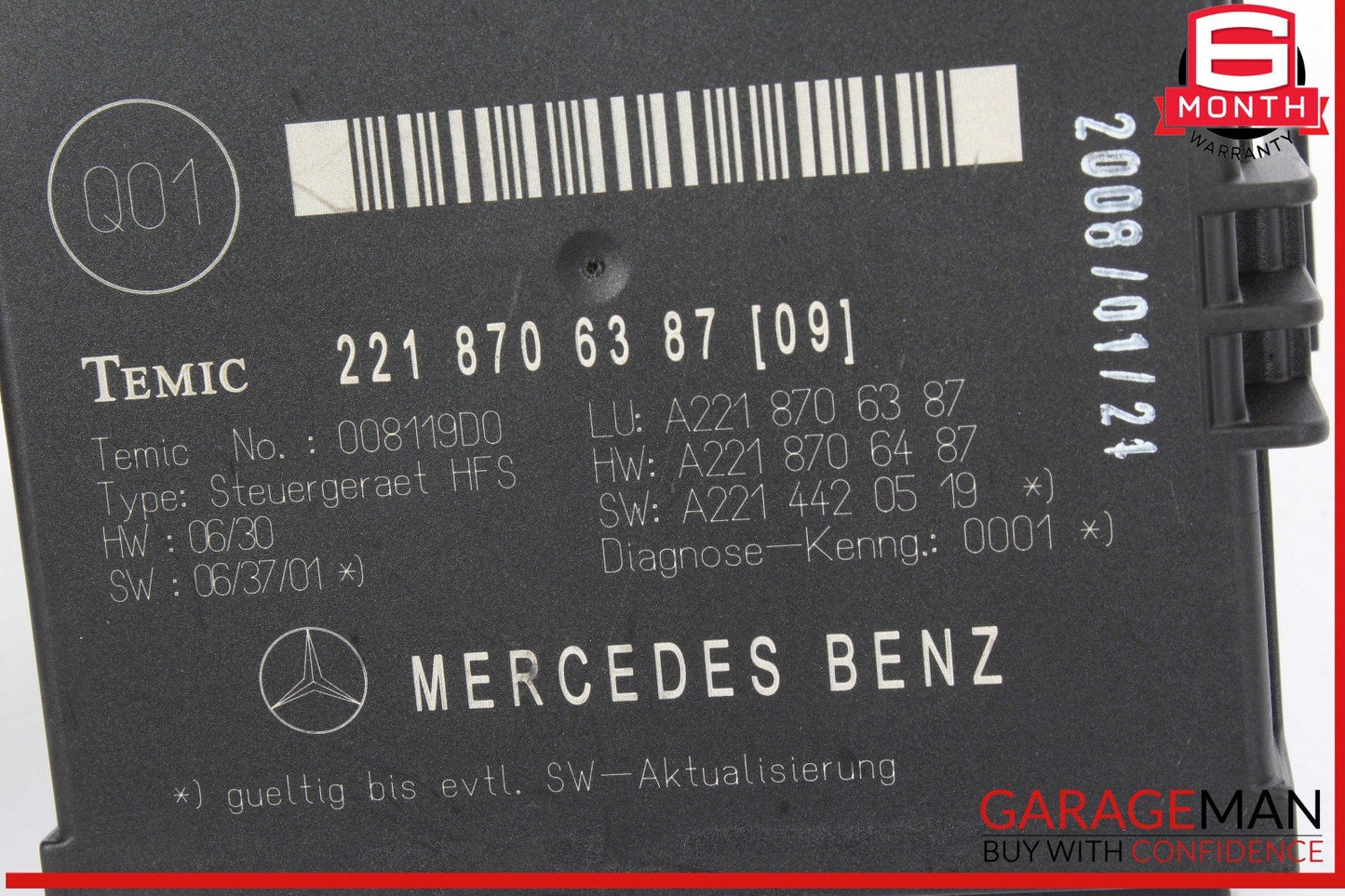 07-09 Mercedes W221 S550 S63 AMG Trunk Release Remote Open Close Module OEM