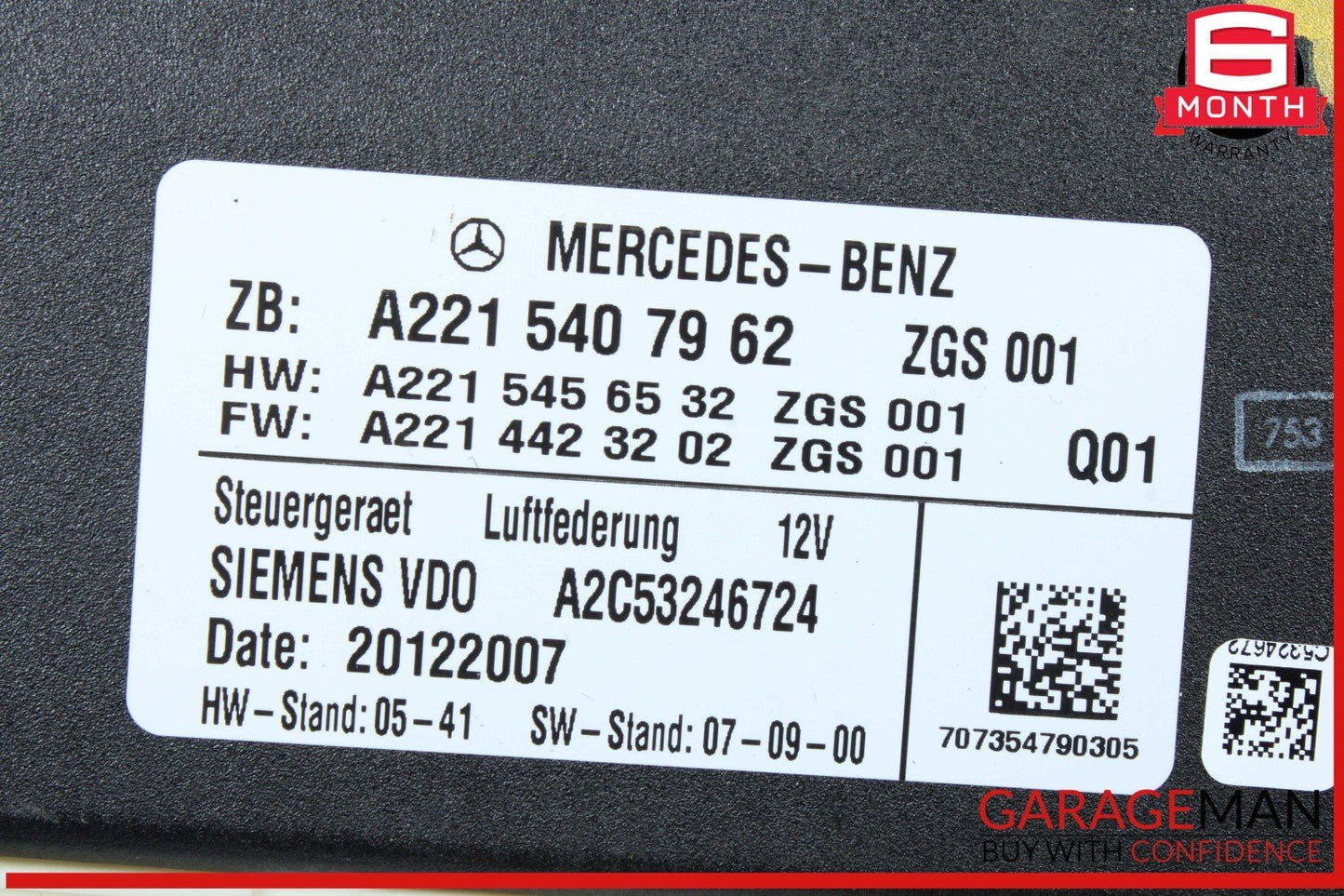 07-14 Mercedes W221 S550 CL550 Air Airmatic Suspension Control Module Unit OEM
