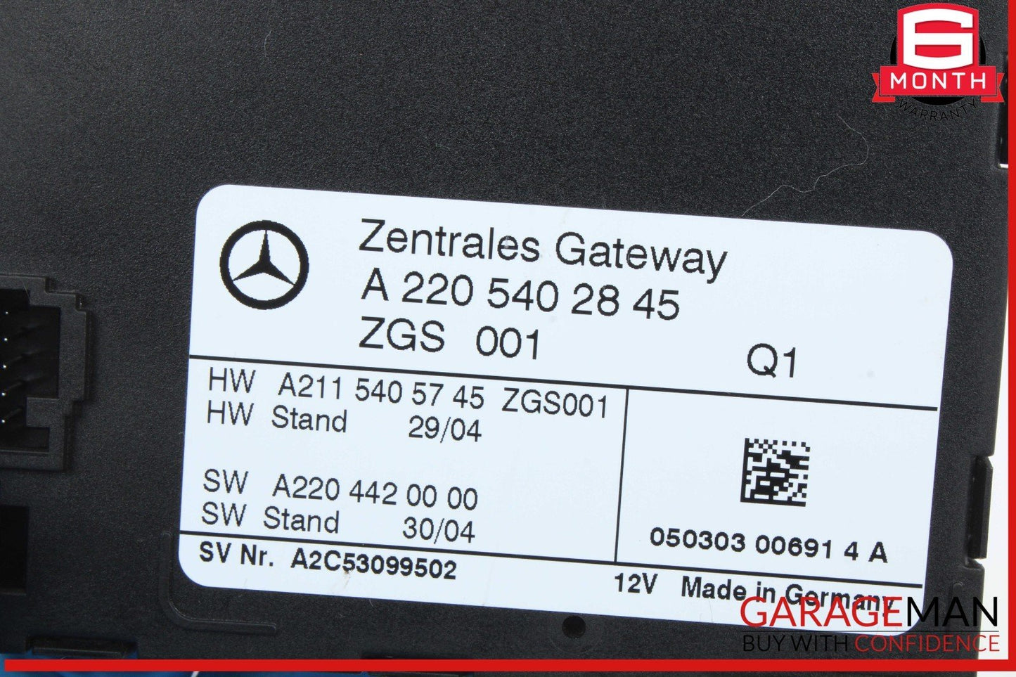 03-11 Mercedes W220 S430 E550 Central Gateway Control Module Unit 2208206385 OEM