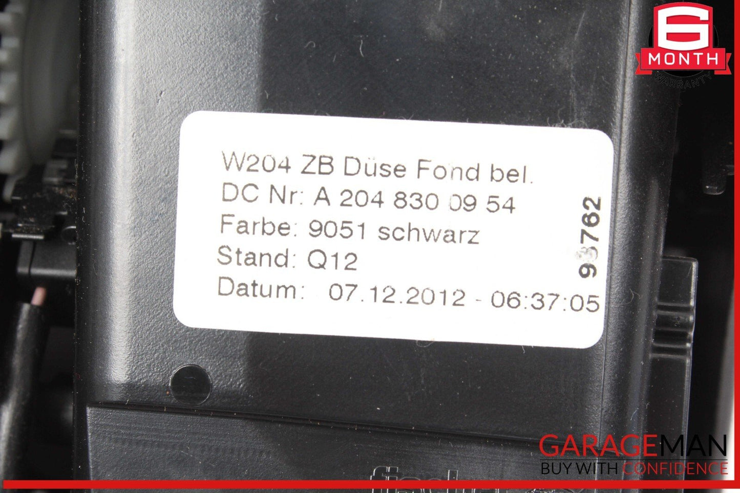 08-17 Mercedes W204 C250 E350 Rear Center Console AC Air Vent Trim Black OEM