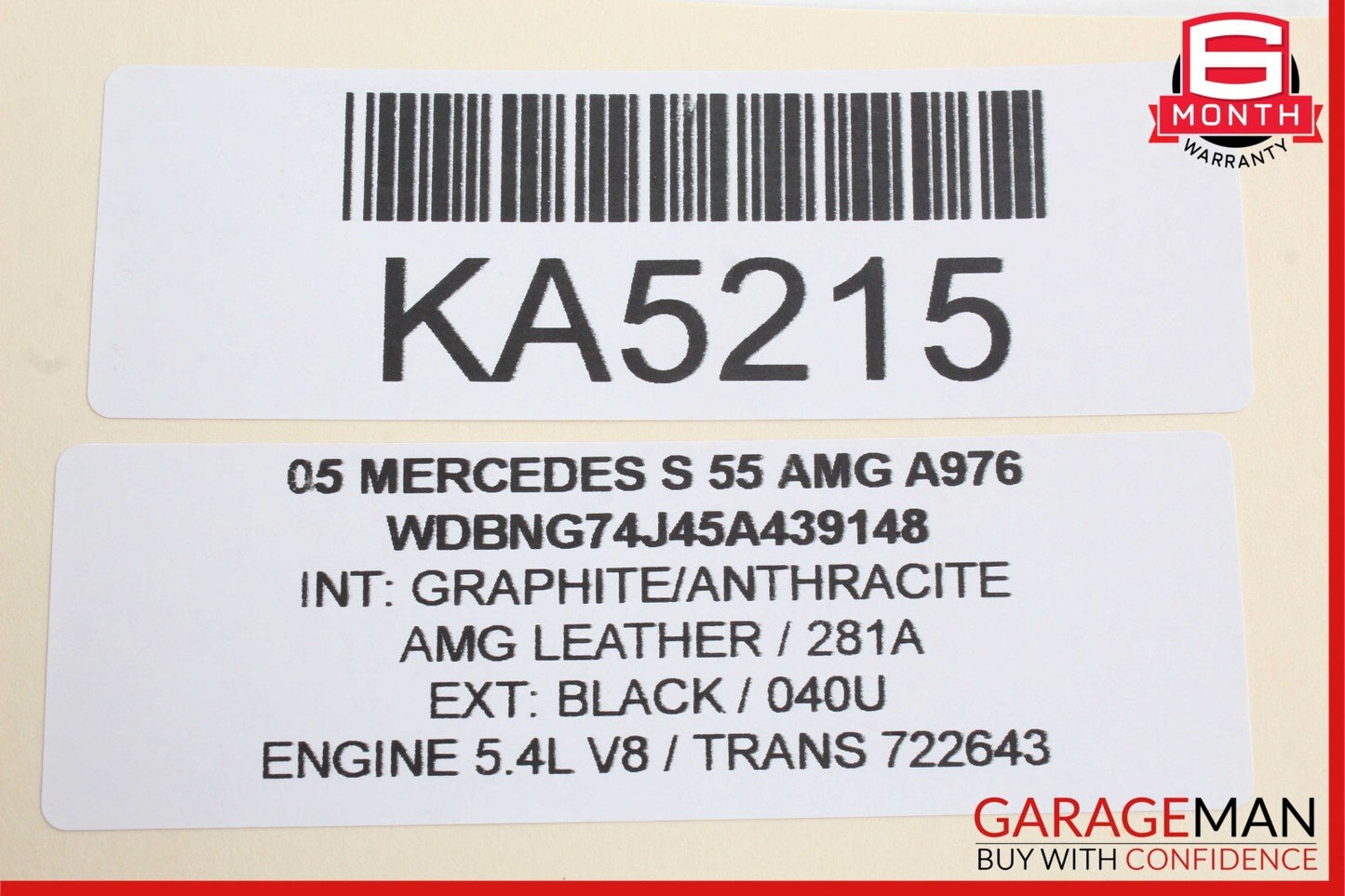 00-06 Mercedes W220 S55 AMG S500 CL500 Gear Shift Shifter Knob Black OEM