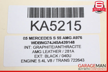 00-06 Mercedes W220 S55 AMG S500 CL500 Gear Shift Shifter Knob Black OEM