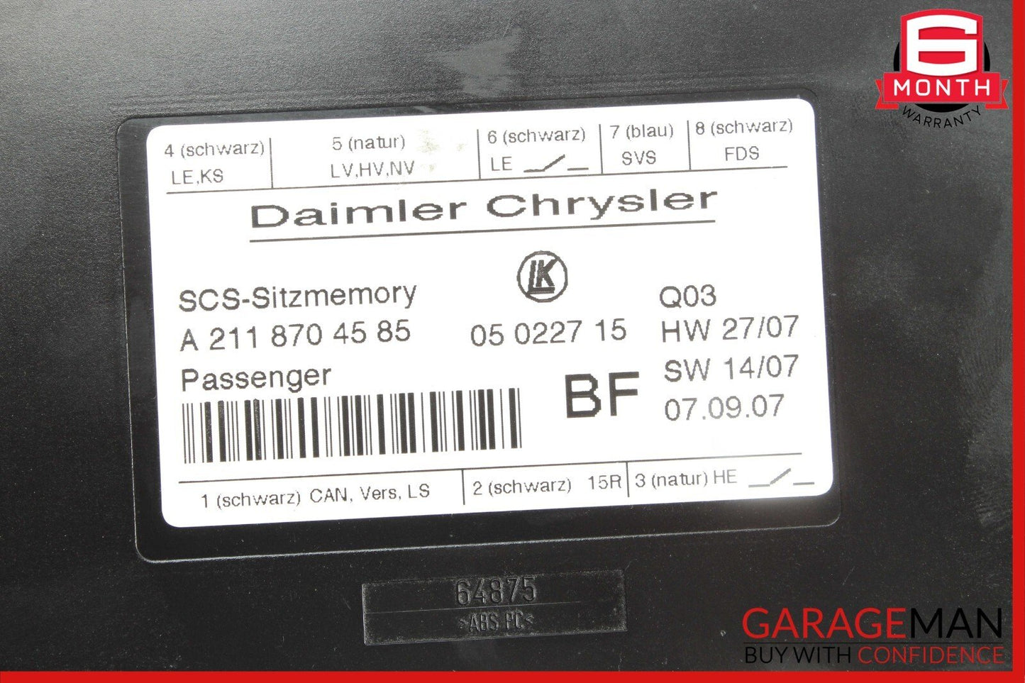 03-12 Mercedes R171 SLK280 CLS500 E350 Front Right Side Seat Control Module Unit