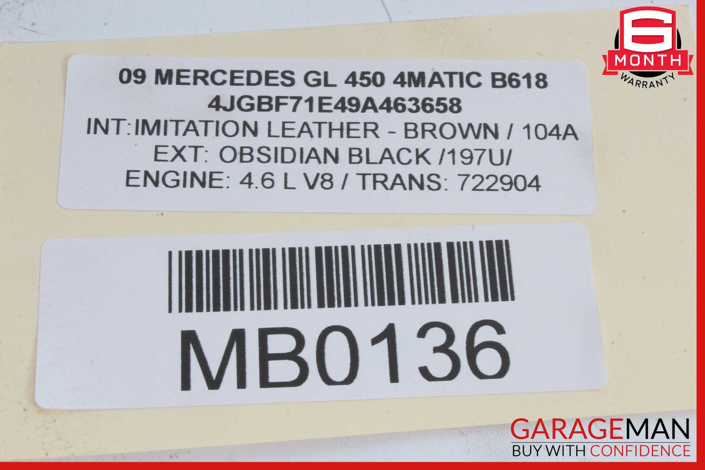 07-09 Mercedes X164 GL450 Base Front Right Side Bumper Cover Grille Grill Mesh