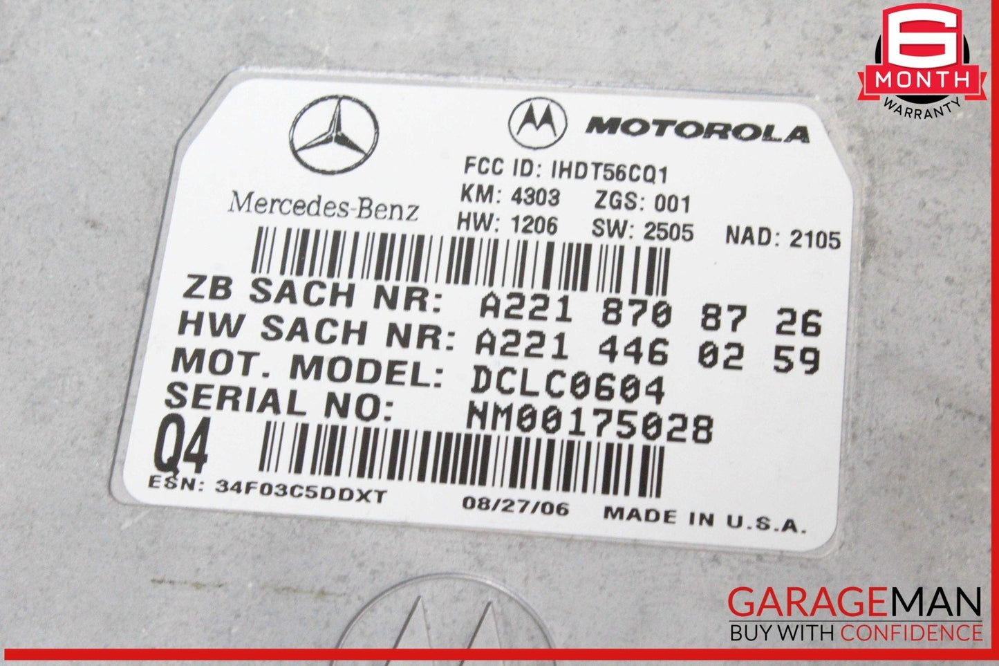 Mercedes W221 S550 Voice Communication Control Module 2218708726 OEM