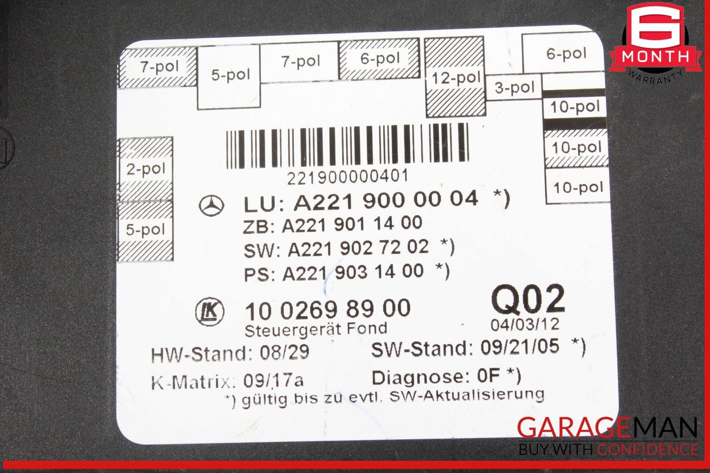 07-13 Mercedes W221 S550 S400 Rear Right or Left Side Door Control Module OEM