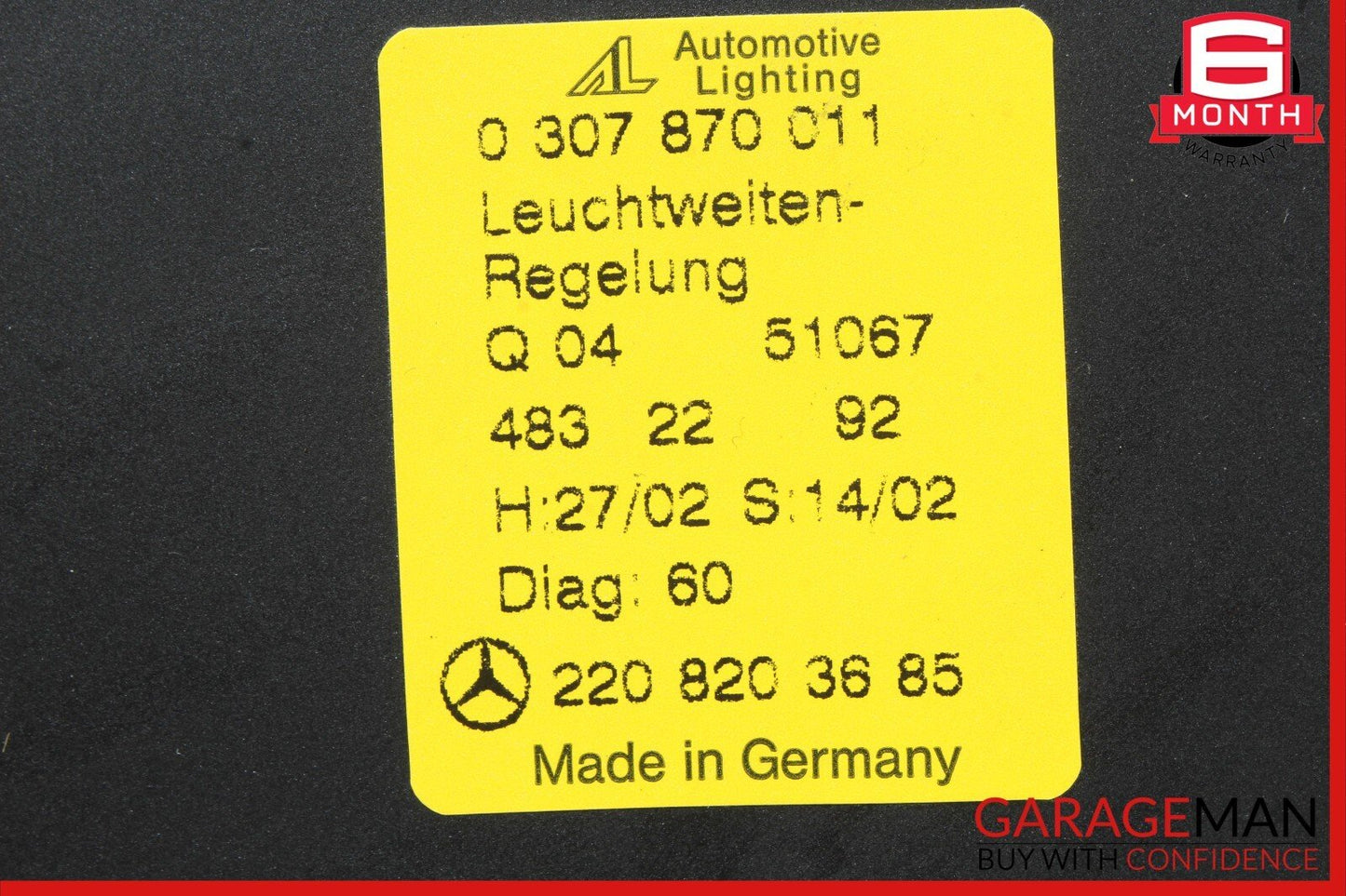 03-06 Mercedes W220 S500 S430 Headlight Head Light Lamp Control Module Unit