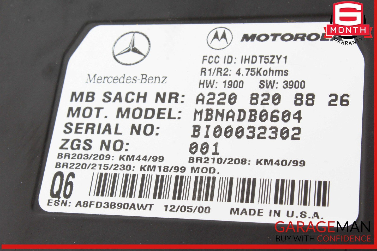 00-06 Mercedes R230 SL500 CL500 Voice Command Control Module 2208204785 OEM