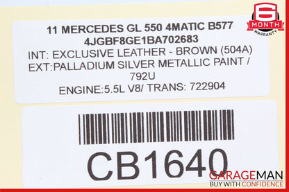 06-11 Mercedes GL450 R350 ML550 Rear Trunk Lid Liftgate Tail Gate Handle
