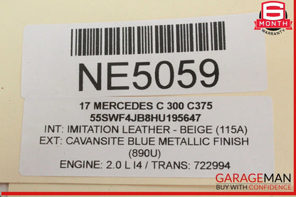 15-20 Mercedes W205 C300 Rear Left Driver Side Door Control Module Unit OEM