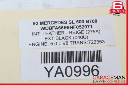 90-95 Mercedes R129 500SL 300SL SL320 Right Side Door Lock Latch 1297200835 OEM