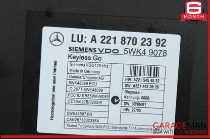 07-10 Mercedes W221 S550 S600 Keyless Go Control Module Unit 2218707392 OEM
