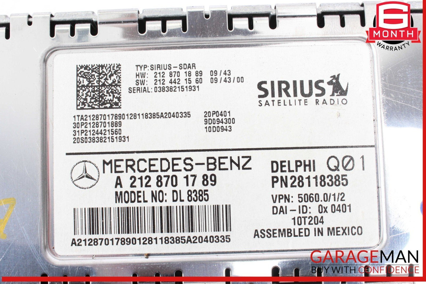 08-14 Mercedes W212 E550 C300 C350 Sirius Satellite Radio Receiver Module OEM