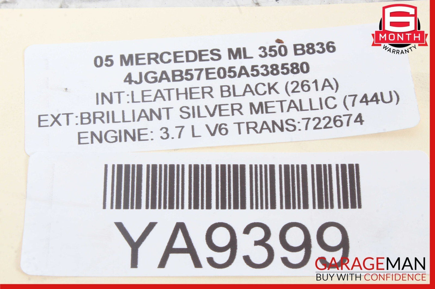 98-05 Mercedes W163 ML350 ML430 Front Right Side Exterior Door Handle Black OEM