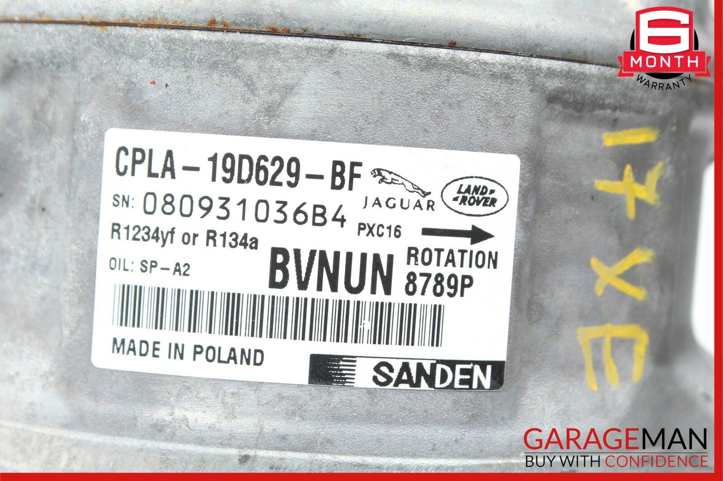 17-19 Jaguar XE 2.0L AC A/C Air Cooling Conditioning Compressor Pump OEM