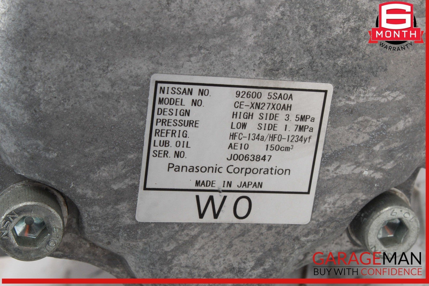 18-24 Nissan Leaf AC A/C Air Conditioning Compressor 926005SA0A OEM