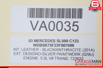 03-08 Mercedes R230 SL500 Rear Right Seat Belt Retractor Luggage w/ Speaker OEM