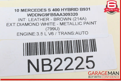 10-13 Mercedes W221 S400 Hybrid 3.5 V6 Alternator 0141542802 OEM