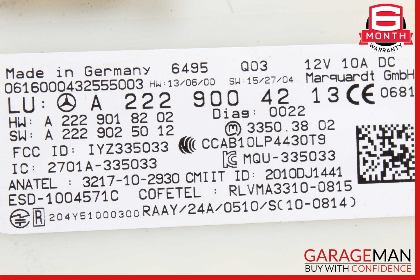 14-19 Mercedes W205 C300 GLC350 S550 Keyless Go Entry Control Module Unit