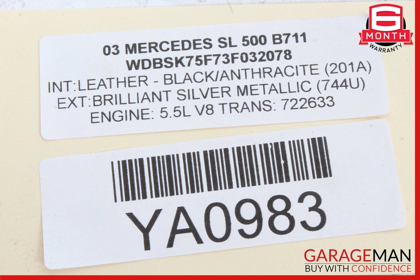 03-06 Mercedes R230 SL500 SL55 Front Right Side Exterior Door Handle Keyless Go