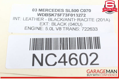 03-12 Mercedes R230 SL500 Convertible Top Right Side Load Assist Cylinder