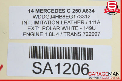 10-15 Mercedes W204 C250 C300 Keyless Go Entry Control Module 1729006206 OEM