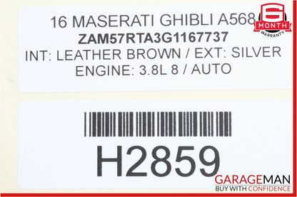 14-17 Maserati Ghibli V6 Engine Motor Guard Shield Cover Trim Panel