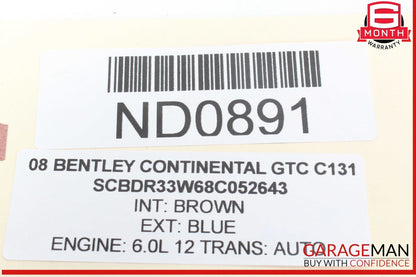 07-10 Bentley Continental GTC Rear Left Driver Side Lower Control Arm OEM