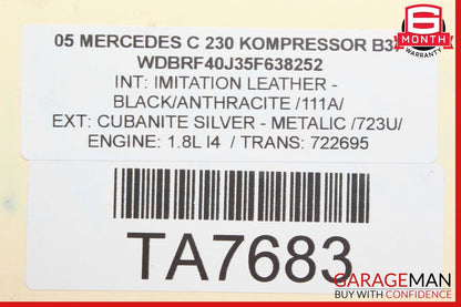 01-07 Mercedes W203 C230 Rear Left Door Window Motor 2038202942 OEM