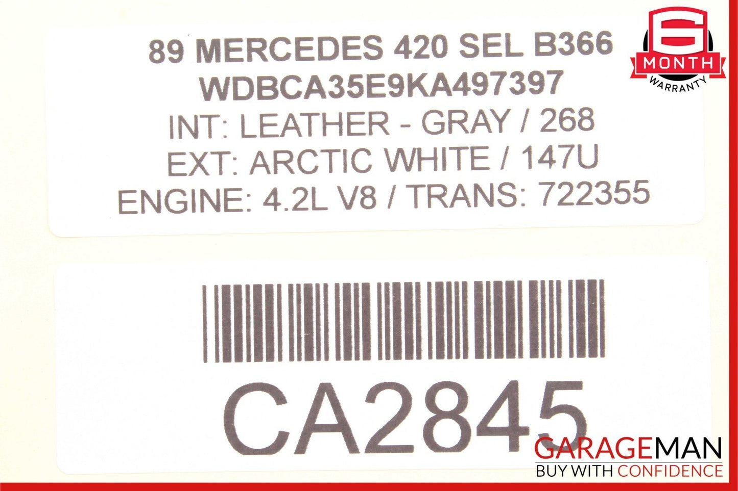 86-91 Mercedes W126 420SEL Front Right Side Interior Door Handle OEM