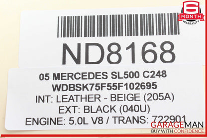Mercedes R230 SL550 SL55 03-12 Right Dash A/C Vent Beige 2308300254 OEM