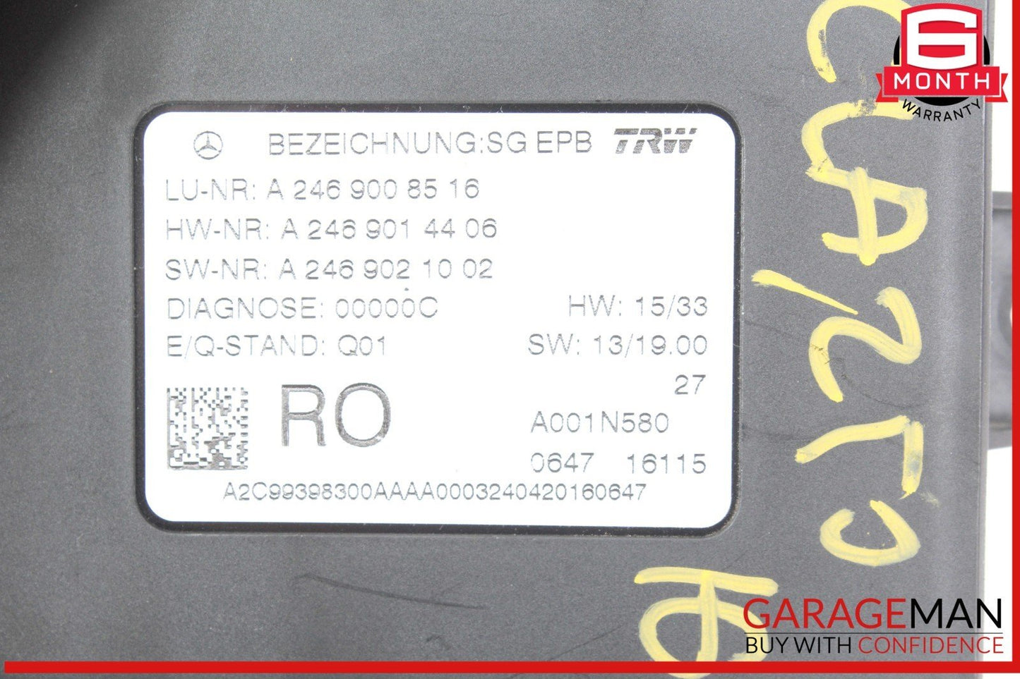 12-20 Mercedes W117 CLA250 SLK350 Hand Parking Brake Control Module Unit OEM