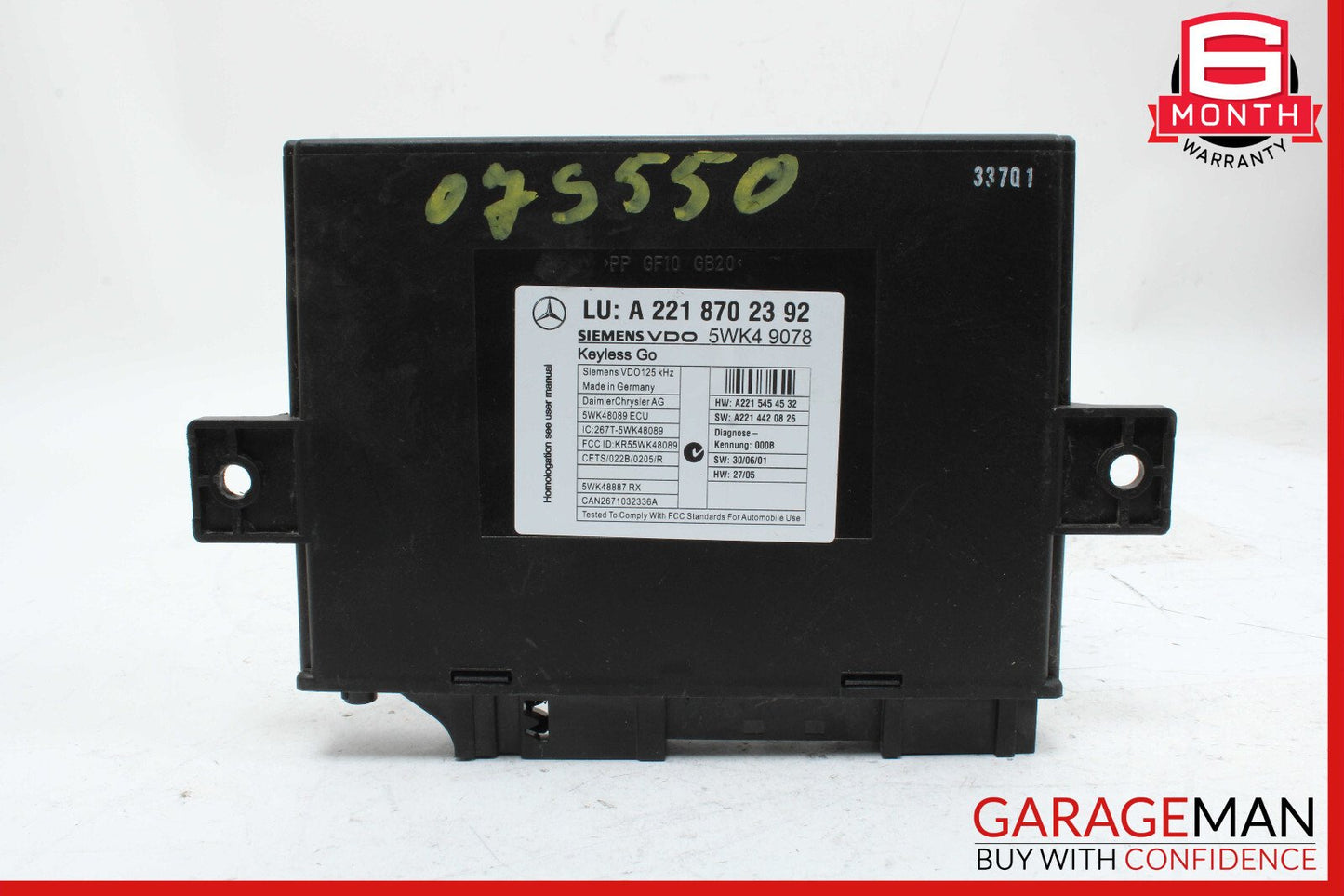 07-10 Mercedes W221 S550 S400 Keyless Go Control Module 2218702392 OEM