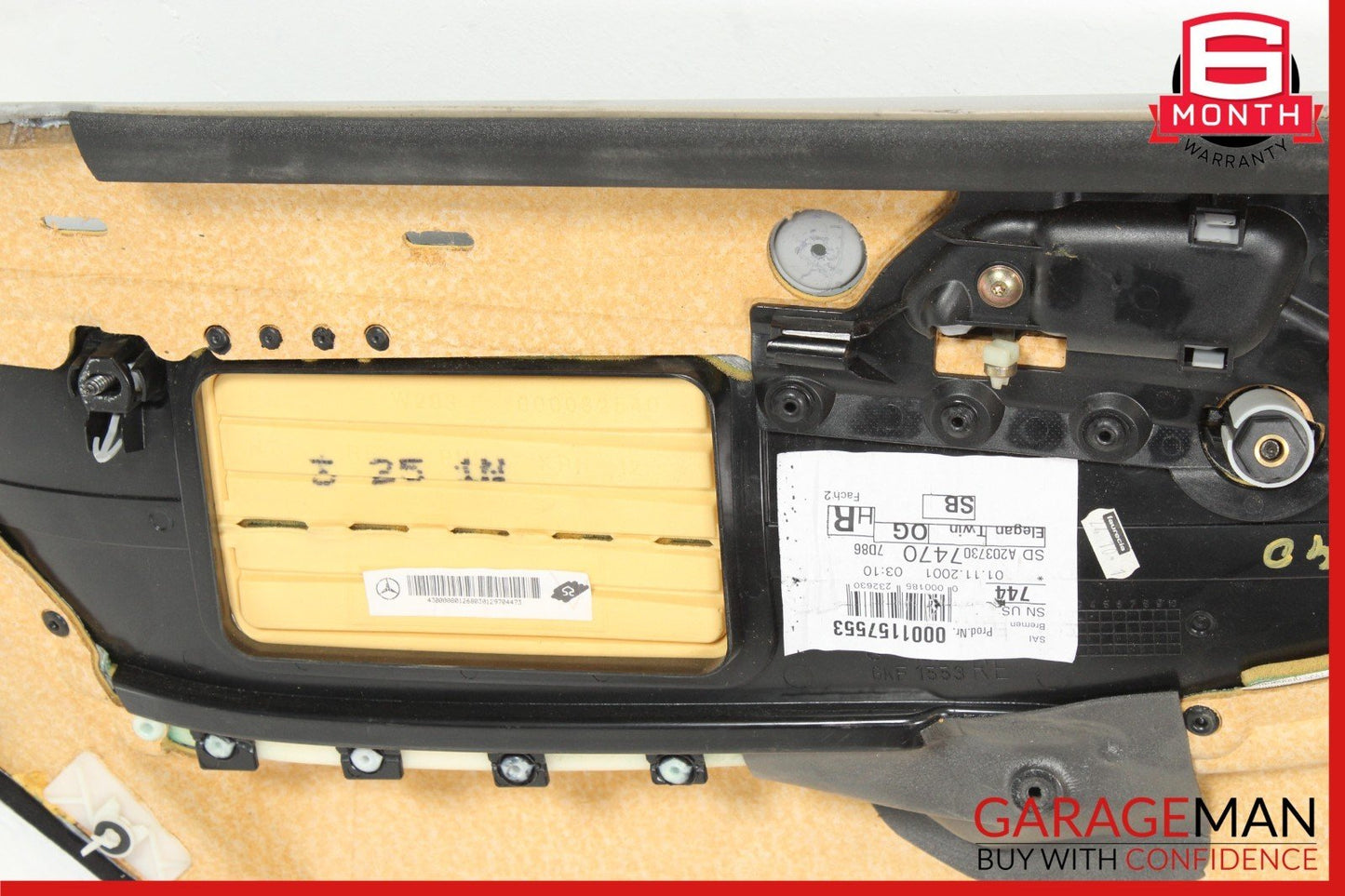 01-04 Mercedes W203 C240 C320 Rear Right Side Interior Door Panel Gray OEM