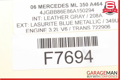 06-12 Mercedes W164 ML350 GL550 Front Left Side Sun Visor Sunvisor Shade Gray